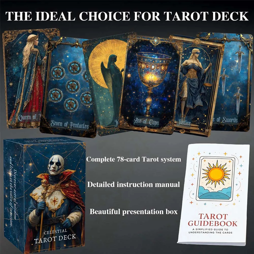 Небесна колода Таро на 78 карт 13х8 см. Celestial Tarot Deck. Карти Таро.
