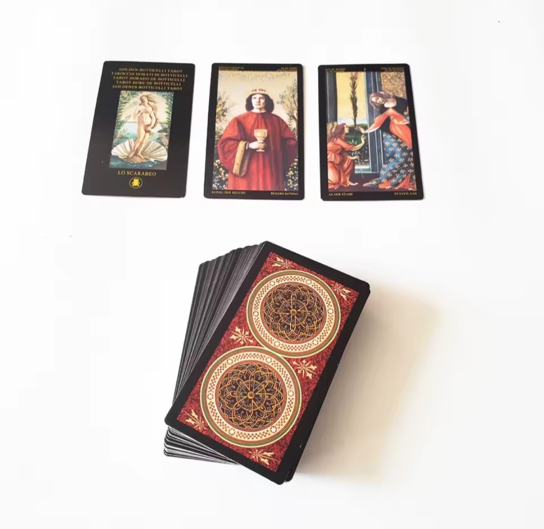Золоте Таро Боттичеллі. 7 х 12 см Golden Botticelli Tarot. Lo Scarabeо. Карти Таро.