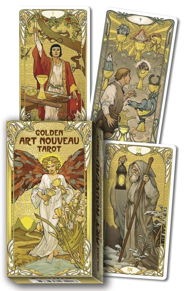 Золоті карти Таро в стилі модерн 78 карток 12x7 см. Golden Art Nuveav taror. Карти Таро.