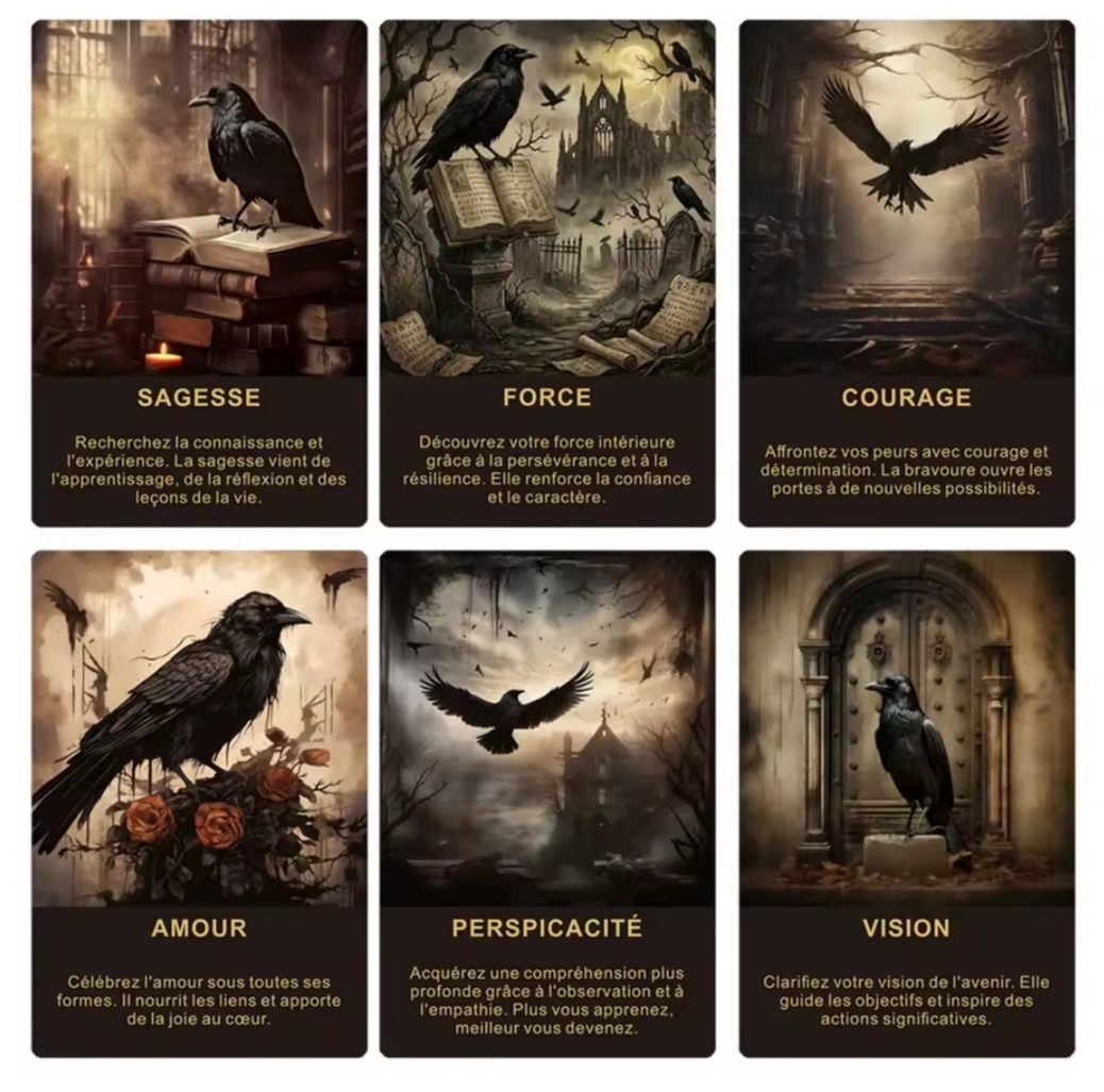 Оракул Проникливість Ворона на 50 карток 8х12 см. Crows Insight card deck. Таро карти.
