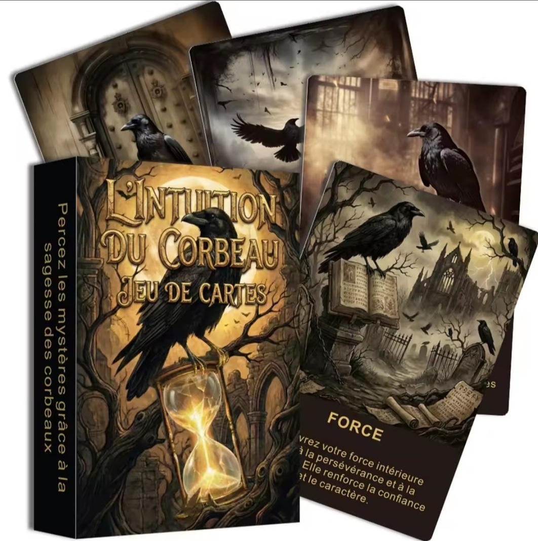 Оракул Інтуїція Ворона на 50 карток 8х12 см. Lintuition du Corbeau Jeu De cartes. Таро карти.