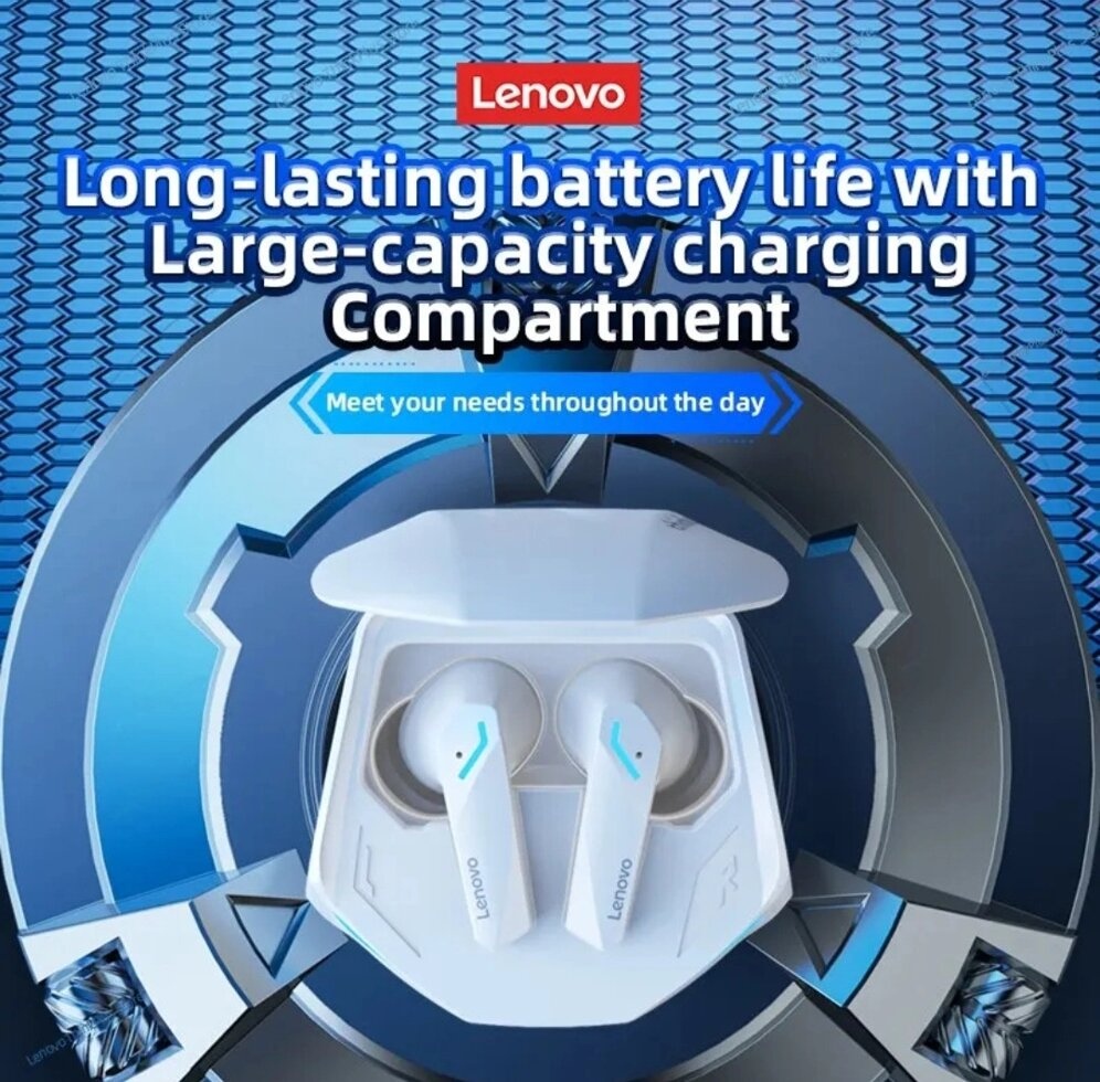 Lenovo Gm2 Pro Bluetooth 5.3 Білі бездротові спортивні навушники.