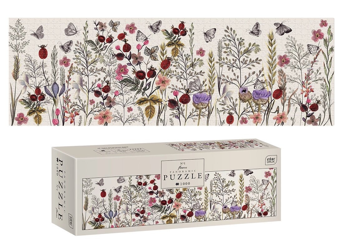 Пазли тришарові панорамні ТМ INTERDRUK  Flowers 1 розмір 32х96 см.,1000 шт.