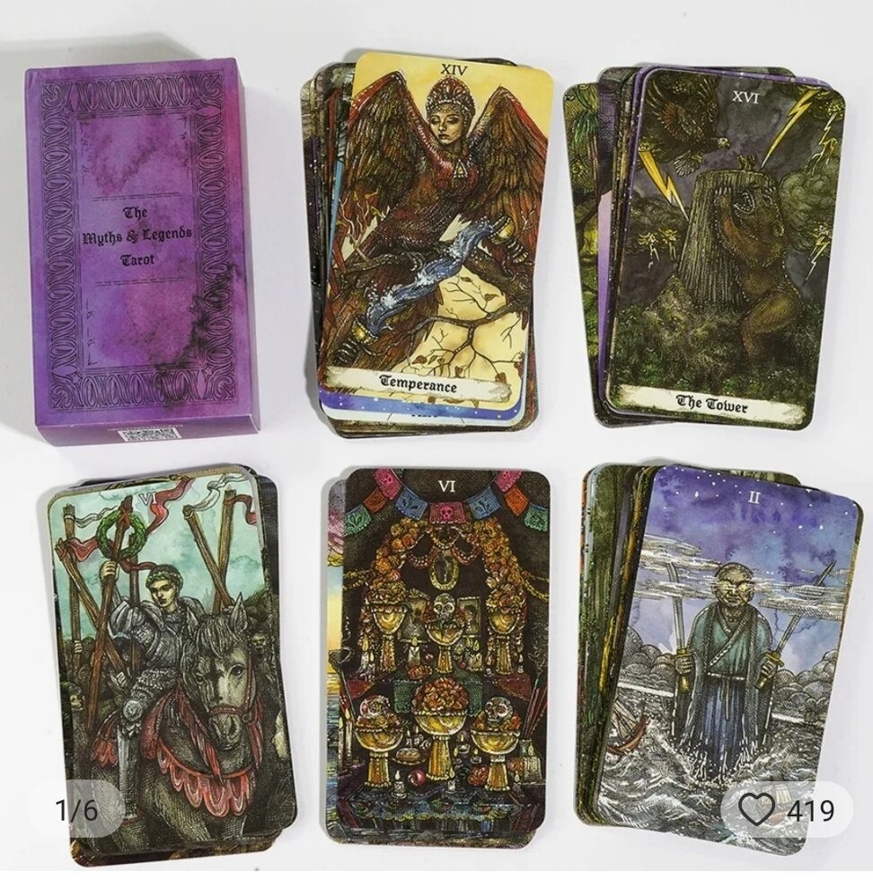 Таро Міфов та Легенд на 78 карт 10.5х6 см The Myths and Legends Tarot. Карти Таро