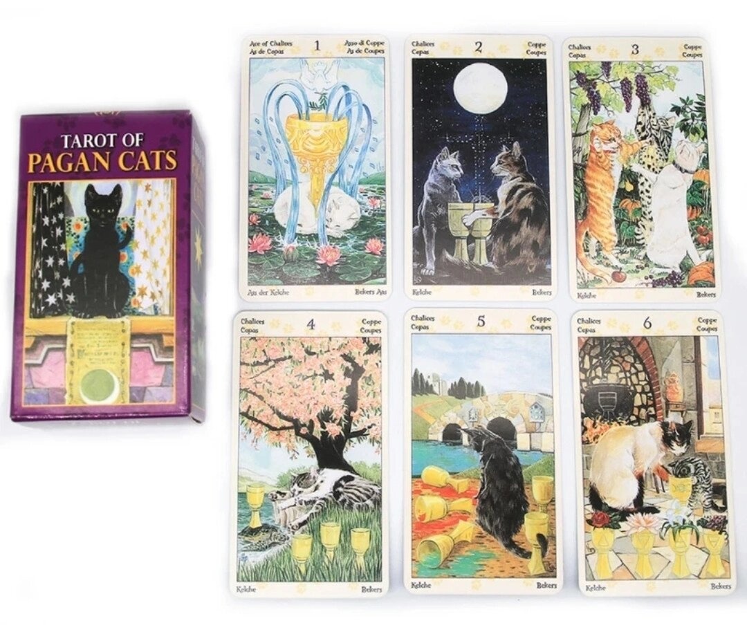 Таро Язичних котів міні колода на 78 карт 8 х 4,5 см Tarot of Pagan Cats. Карти Таро.