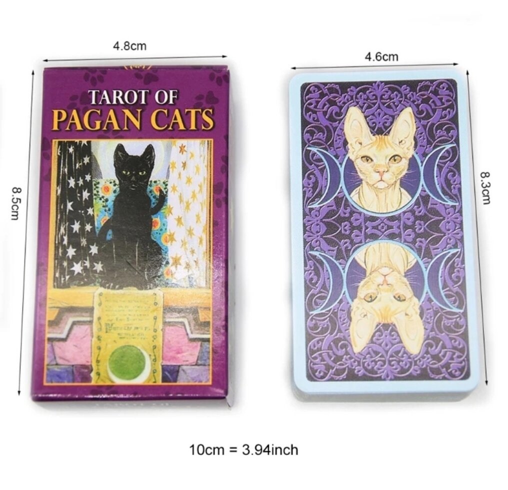 Таро Язичних котів міні колода на 78 карт 8 х 4,5 см Tarot of Pagan Cats. Карти Таро.