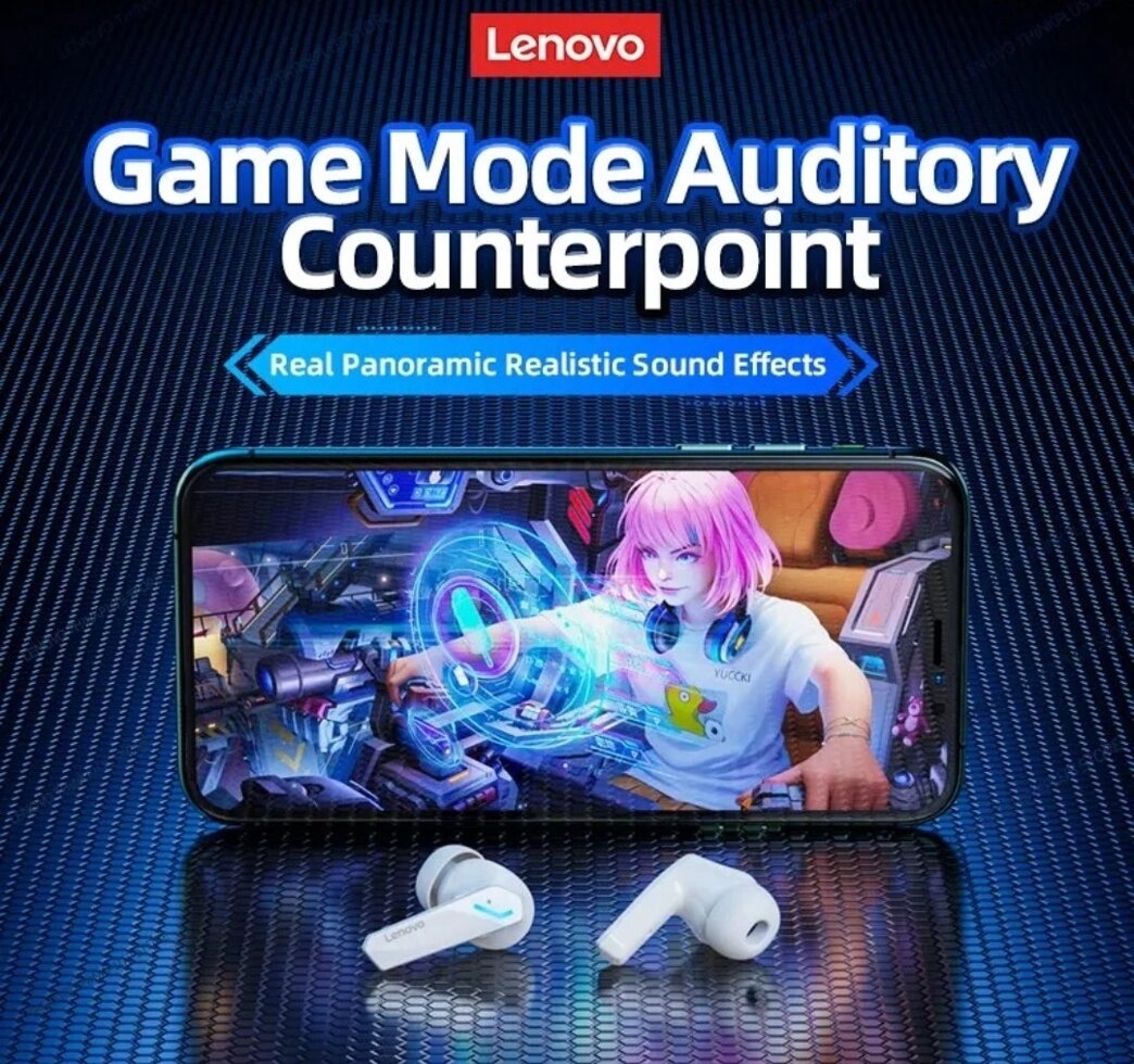 Lenovo Gm2 Pro Bluetooth 5.3 Білі бездротові спортивні навушники.